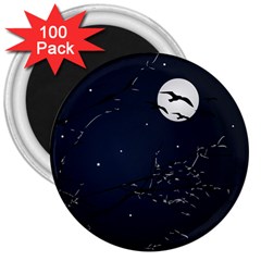 Night Birds And Full Moon 3  Button Magnet (100 Pack) by dflcprints