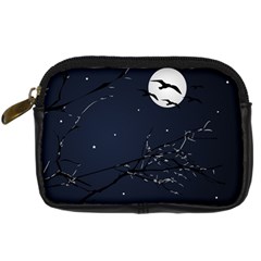 Night Birds And Full Moon Digital Camera Leather Case by dflcprints