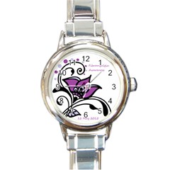 2015 Awareness Day Round Italian Charm Watch by FunWithFibro