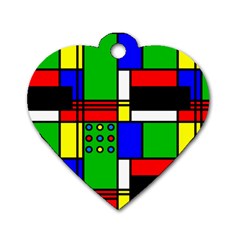 Mondrian Dog Tag Heart (one Sided)  by Siebenhuehner