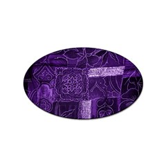 Pretty Purple Patchwork Sticker (oval) by FunWithFibro