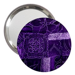 Pretty Purple Patchwork 3  Handbag Mirror by FunWithFibro