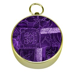 Pretty Purple Patchwork Gold Compass by FunWithFibro