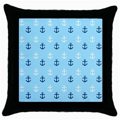 Anchors In Blue And White Black Throw Pillow Case by StuffOrSomething