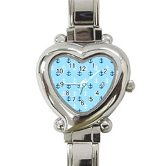 Anchors In Blue And White Heart Italian Charm Watch  by StuffOrSomething