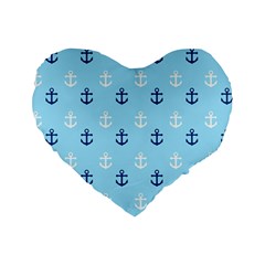 Anchors In Blue And White 16  Premium Heart Shape Cushion  by StuffOrSomething