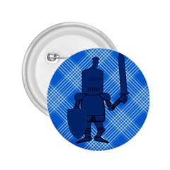 Blue Knight On Plaid 2 25  Button by StuffOrSomething