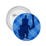 Blue Knight On Plaid 2.25  Button Front