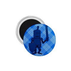 Blue Knight On Plaid 1 75  Button Magnet by StuffOrSomething