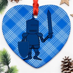 Blue Knight On Plaid Heart Ornament by StuffOrSomething