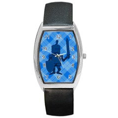 Blue Knight On Plaid Tonneau Leather Watch by StuffOrSomething