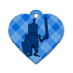 Blue Knight On Plaid Dog Tag Heart (two Sided) by StuffOrSomething