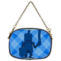 Blue Knight On Plaid Chain Purse (one Side) by StuffOrSomething