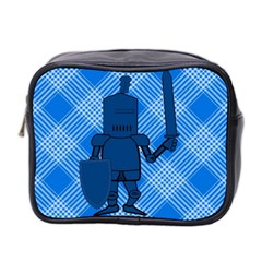 Blue Knight On Plaid Mini Travel Toiletry Bag (two Sides) by StuffOrSomething