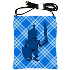 Blue Knight On Plaid Shoulder Sling Bag by StuffOrSomething