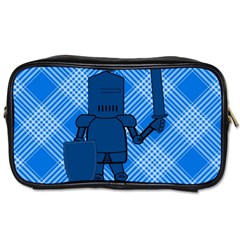 Blue Knight On Plaid Travel Toiletry Bag (one Side) by StuffOrSomething