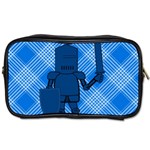 Blue Knight On Plaid Travel Toiletry Bag (Two Sides) Front