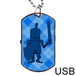 Blue Knight on Plaid Dog Tag USB Flash (Two Sides) Front