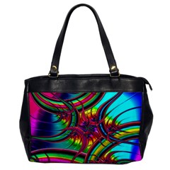 Abstract Neon Fractal Rainbows Oversize Office Handbag (one Side) by StuffOrSomething