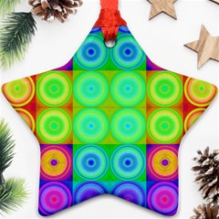 Rainbow Circles Star Ornament by SaraThePixelPixie