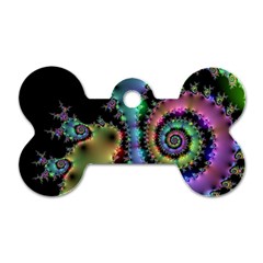 Satin Rainbow, Spiral Curves Through The Cosmos Dog Tag Bone (one Sided) by DianeClancy