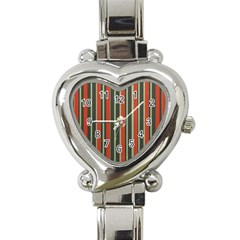 Festive Stripe Heart Italian Charm Watch  by Colorfulart23