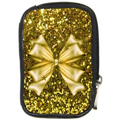 Golden Sequins And Bow Compact Camera Leather Case by ElenaIndolfiStyle