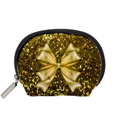 Golden Sequins And Bow Accessory Pouch (small) by ElenaIndolfiStyle