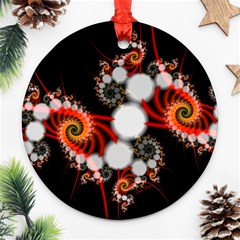 Mysterious Dance In Orange, Gold, White In Joy Round Ornament (two Sides) by DianeClancy