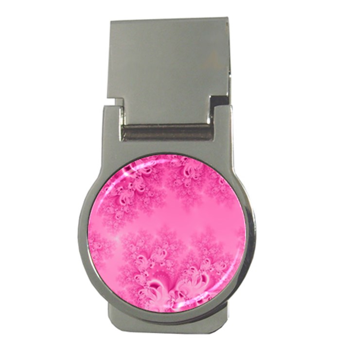 Soft Pink Frost of Morning Fractal Money Clip (Round)