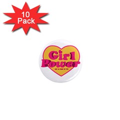 Girl Power Heart Shaped Typographic Design Quote 1  Mini Button Magnet (10 Pack) by dflcprints