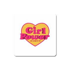 Girl Power Heart Shaped Typographic Design Quote Magnet (square) by dflcprints