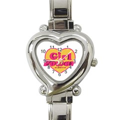 Girl Power Heart Shaped Typographic Design Quote Heart Italian Charm Watch  by dflcprints