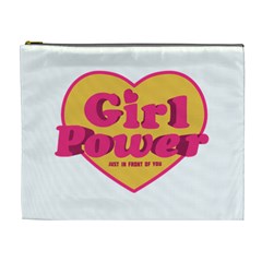 Girl Power Heart Shaped Typographic Design Quote Cosmetic Bag (xl) by dflcprints