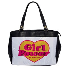 Girl Power Heart Shaped Typographic Design Quote Oversize Office Handbag (one Side) by dflcprints