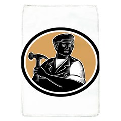 Carpenter Holding Hammer Woodcut Removable Flap Cover (large) by retrovectors