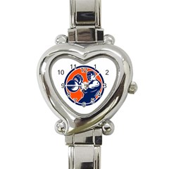 Bodybuilder Lifting Kettlebell Woodcut Heart Italian Charm Watch  by retrovectors