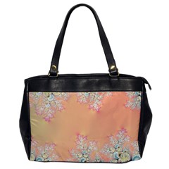 Peach Spring Frost On Flowers Fractal Oversize Office Handbag (one Side) by Artist4God