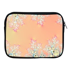 Peach Spring Frost On Flowers Fractal Apple Ipad Zippered Sleeve by Artist4God