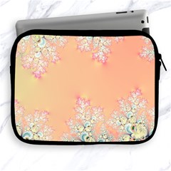 Peach Spring Frost On Flowers Fractal Apple Ipad Zippered Sleeve by Artist4God