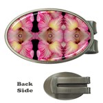 Pink Gladiolus Flowers Money Clip (Oval) Front