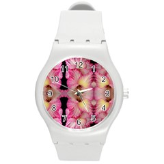 Pink Gladiolus Flowers Plastic Sport Watch (medium) by Artist4God