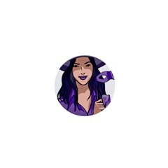 Purple Witch 1  Mini Button Magnet by FunWithFibro