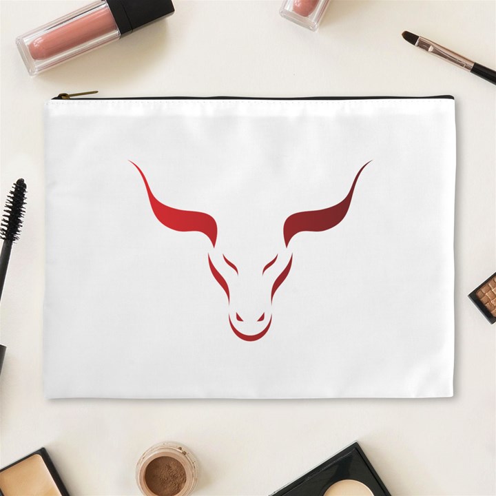 Stylized Symbol Red Bull Icon Design Cosmetic Bag (XL)