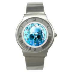 Skull In Water Stainless Steel Watch (slim) by icarusismartdesigns