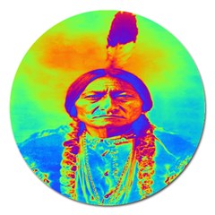 Sitting Bull Magnet 5  (round) by icarusismartdesigns