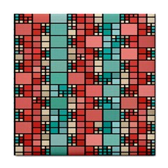 Red And Green Squares Tile Coaster by LalyLauraFLM