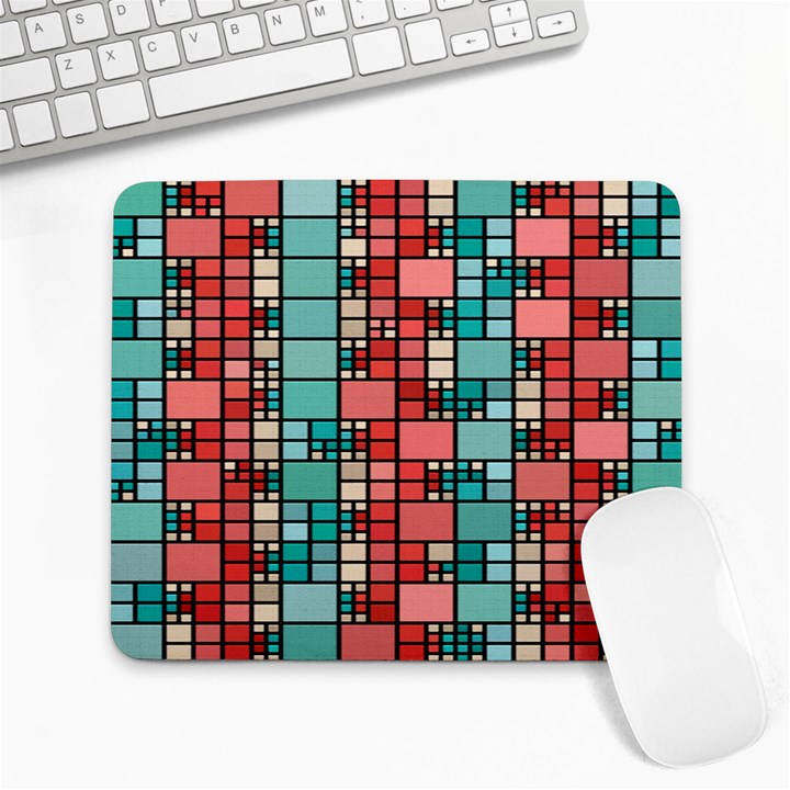 Red and green squares Large Mousepad