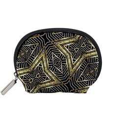 Geometric Tribal Golden Pattern Print Accessory Pouch (small) by dflcprints