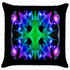 Alien Snowflake Black Throw Pillow Case by icarusismartdesigns